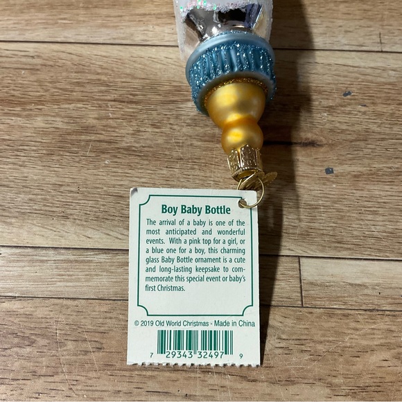 New! Old World Christmas Boy Baby Bottle Tree Ornament Glass Hanging Decoration - Picture 7 of 8